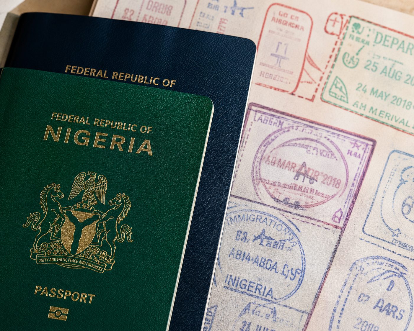 Nigerian passport with visa stamps